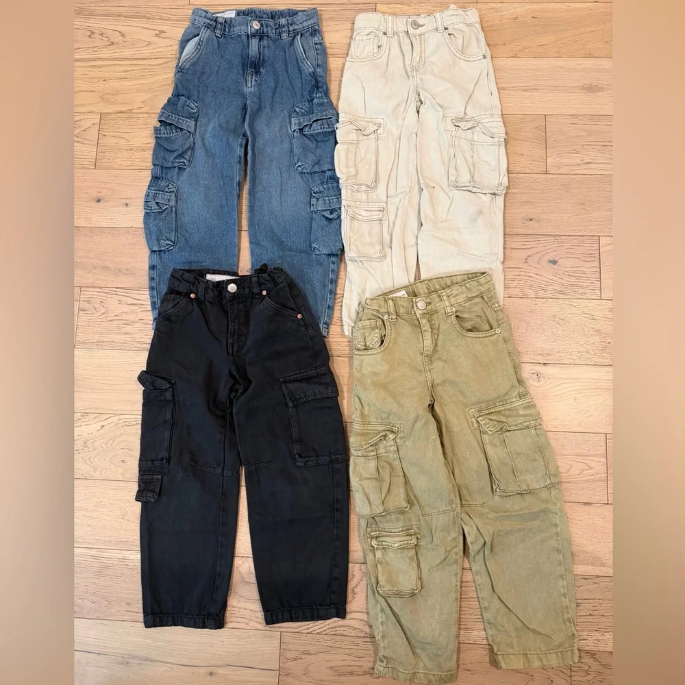 Zara Kids Cargo Pants Set - Black, Blue, Beige, Olive - Picture 1 of 5
